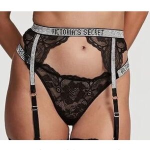 Victoria's Secret lace rhinestone logo garner belt size M/L